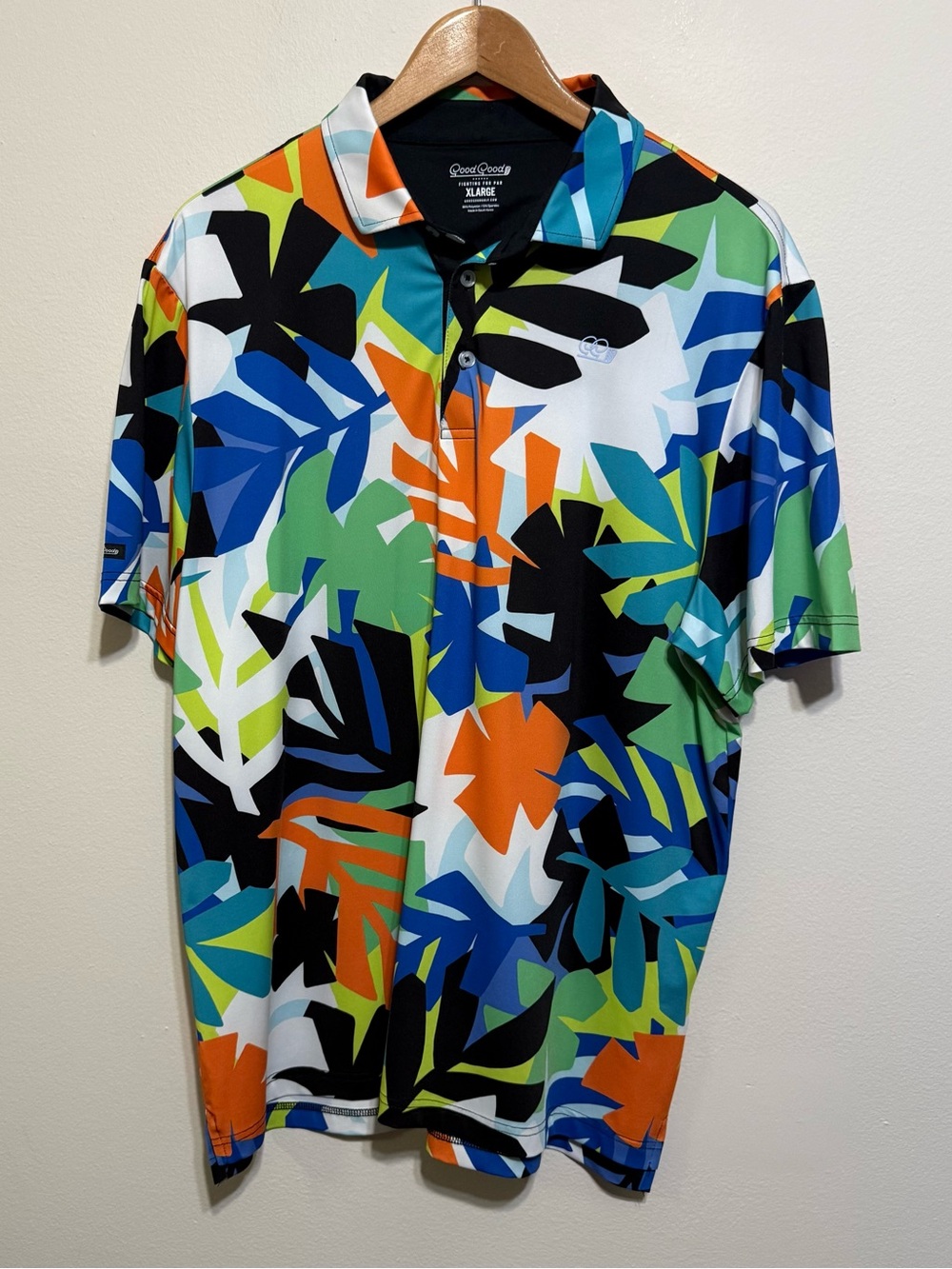 Good Good Golf Fighting For Par Men’s Golf Polo XL Bright Floral Leady Print
